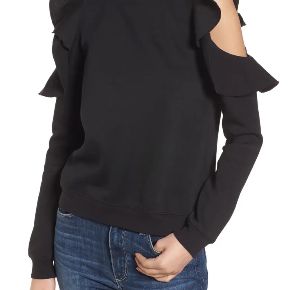 Rebecca Minkoff Gracie cold shoulder black sweatshirt, M